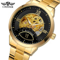 Winner 286 2019 Mens Automatic Watch Mechanical Luminous Hand Skeleton Business Black Stainless Steel Band Watches Relogio